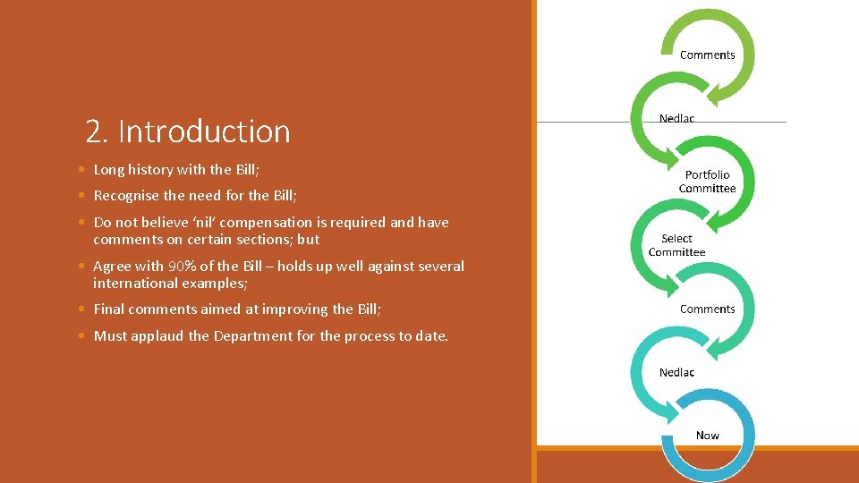 2. Introduction • Long history with the Bill; • Recognise the need for the