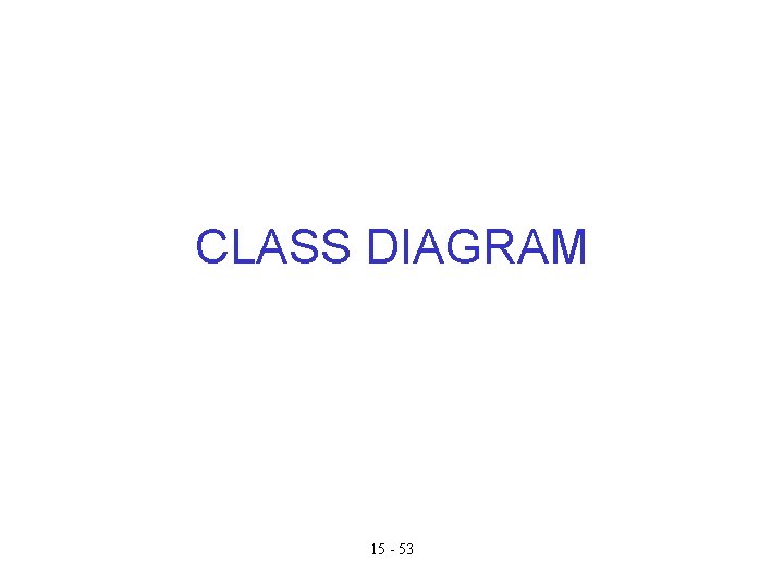 CLASS DIAGRAM 15 - 53 CLASS DIAGRAM 15 - 53