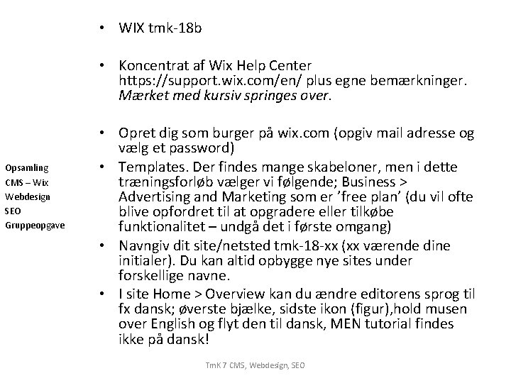  • WIX tmk-18 b • Koncentrat af Wix Help Center https: //support. wix.