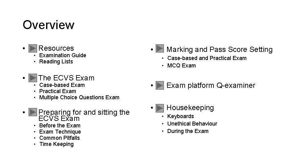 Overview • • Resources • Examination Guide • Reading Lists The ECVS Exam •
