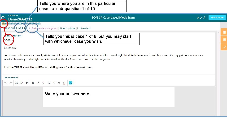 Tells you where you are in this particular case i. e. sub-question 1 of