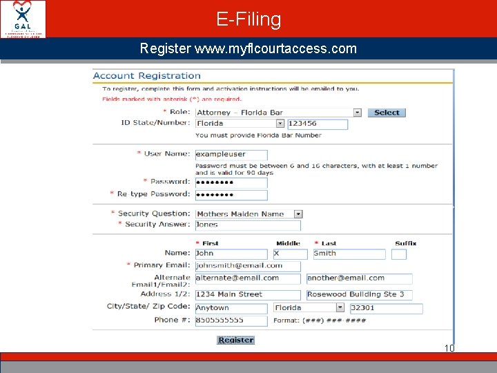 E-Filing Register www. myflcourtaccess. com 10 