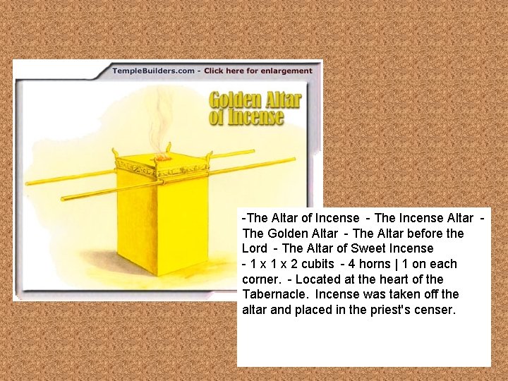-The Altar of Incense - The Incense Altar The Golden Altar - The Altar
