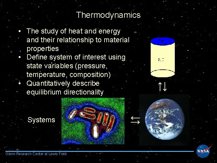 Thermodynamics → Glenn Research Center at Lewis Field → Systems → • The study