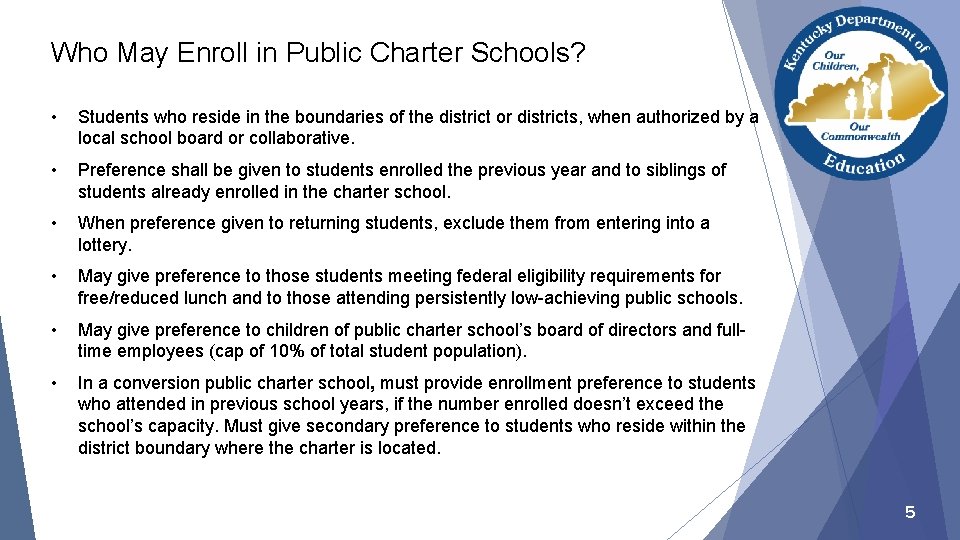 Who May Enroll in Public Charter Schools? • Students who reside in the boundaries