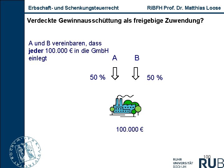 Erbschaft und Schenkungsteuerrecht Ri. BFH Prof. Dr. Matthias Loose Verdeckte Gewinnausschüttung als freigebige Zuwendung?