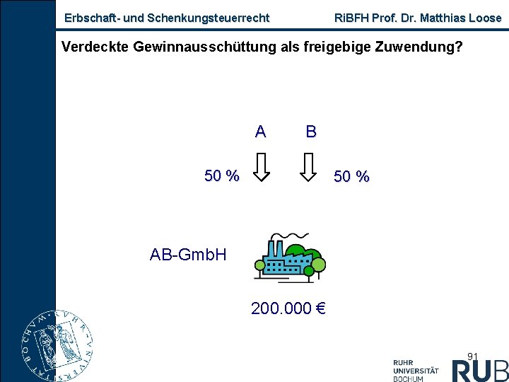 Erbschaft und Schenkungsteuerrecht Ri. BFH Prof. Dr. Matthias Loose Verdeckte Gewinnausschüttung als freigebige Zuwendung?