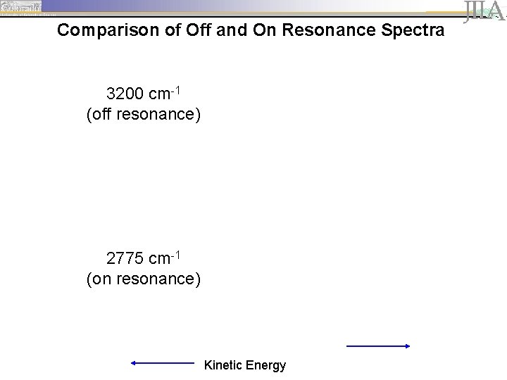 Comparison of Off and On Resonance Spectra 3200 cm-1 (off resonance) 2775 cm-1 (on