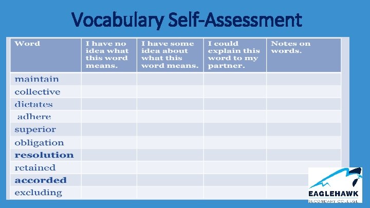 Vocabulary Self-Assessment 