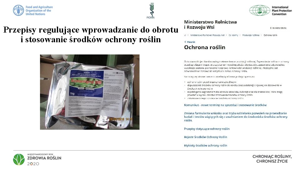 Przepisy regulujące wprowadzanie do obrotu i stosowanie środków ochrony roślin 