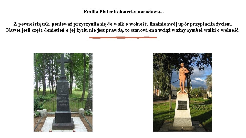 Emilia Plater bohaterką narodową. . . Z pewnością tak, ponieważ przyczyniła się do walk