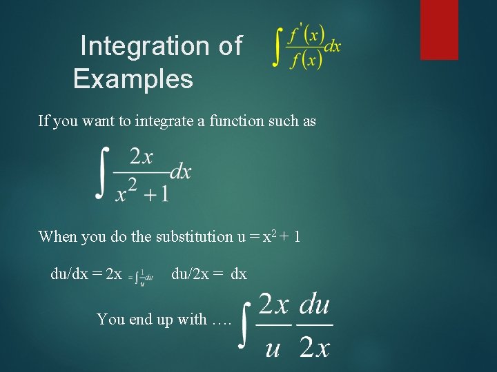 Integration of Examples If you want to integrate a function such as When you
