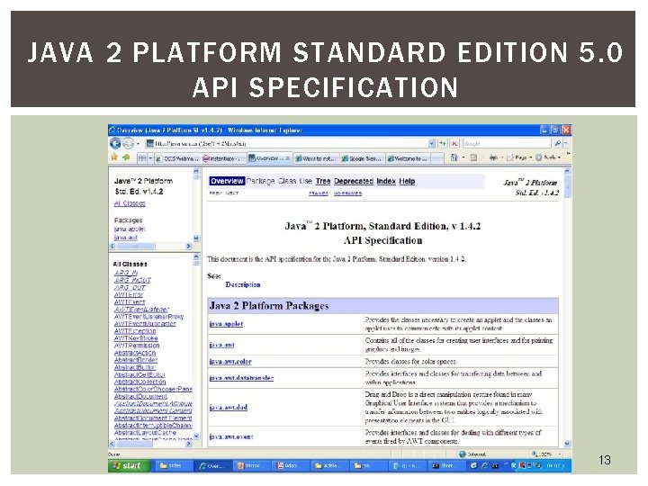 JAVA 2 PLATFORM STANDARD EDITION 5. 0 API SPECIFICATION 13 JAVA 2 PLATFORM STANDARD EDITION 5. 0 API SPECIFICATION 13