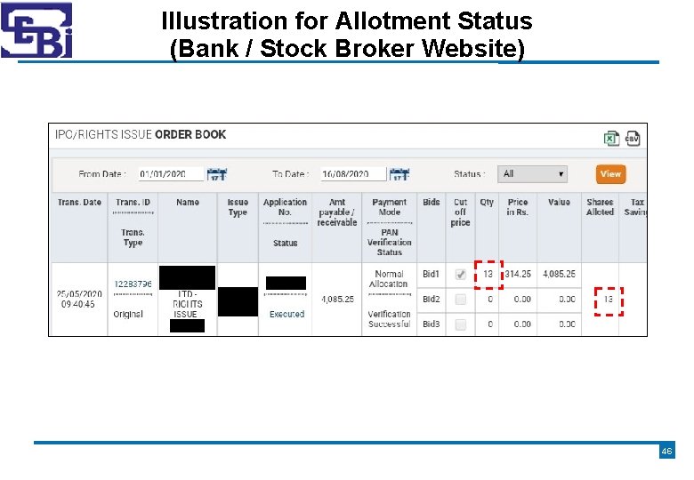 Illustration for Allotment Status (Bank / Stock Broker Website) 46 