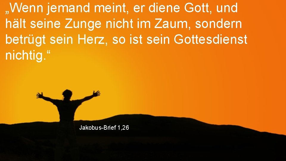 „Wenn jemand meint, er diene Gott, und hält seine Zunge nicht im Zaum, sondern