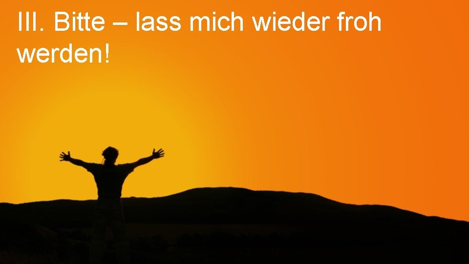 III. Bitte – lass mich wieder froh werden! 