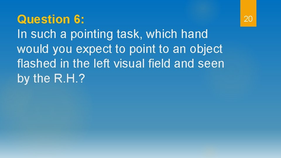Question 6: In such a pointing task, which hand would you expect to point