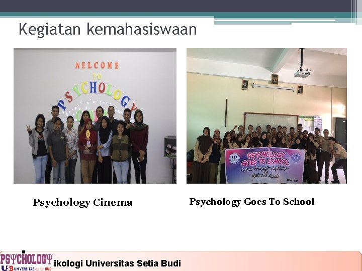 Kegiatan kemahasiswaan Psychology Cinema 16/12/2021 Fakultas Psikologi Universitas Setia Budi Psychology Goes To School