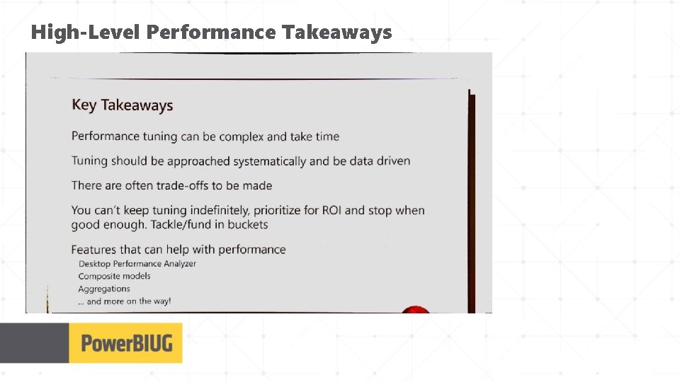 High-Level Performance Takeaways 