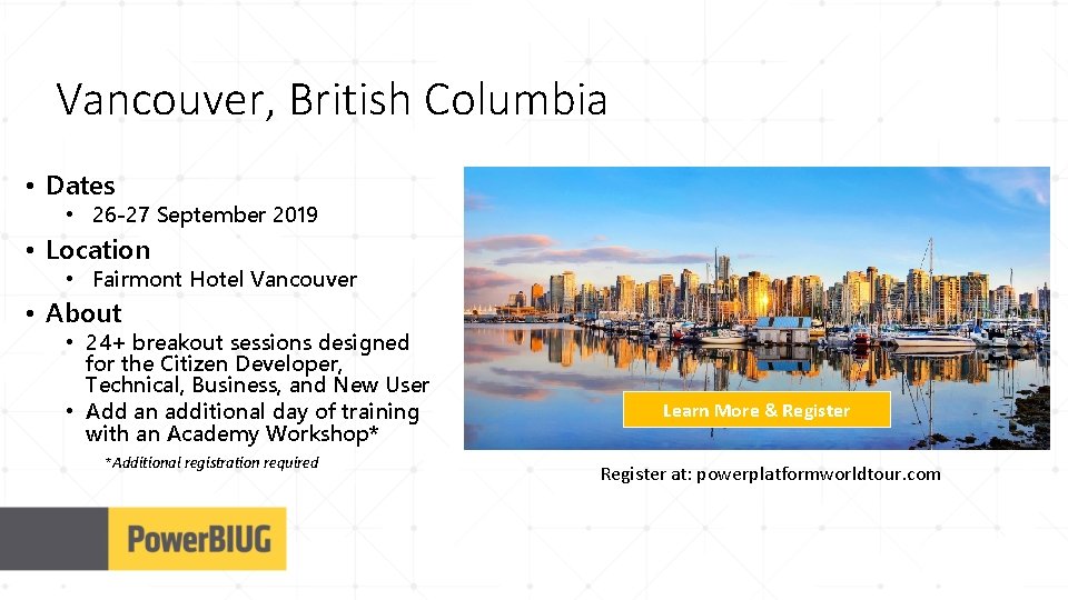 Vancouver, British Columbia • Dates • 26 -27 September 2019 • Location • Fairmont