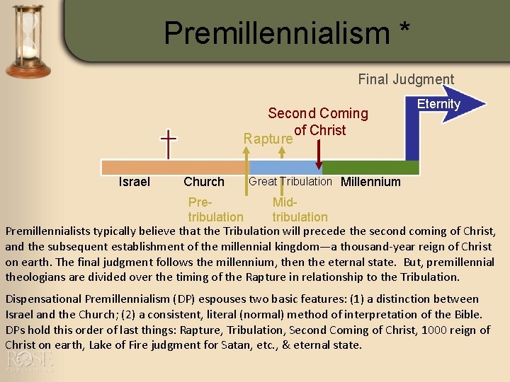 Premillennialism * Final Judgment Second Coming of Christ Rapture Israel Church Eternity Great Tribulation
