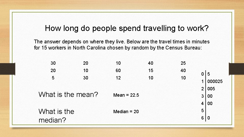 How long do people spend travelling to work? The answer depends on where they