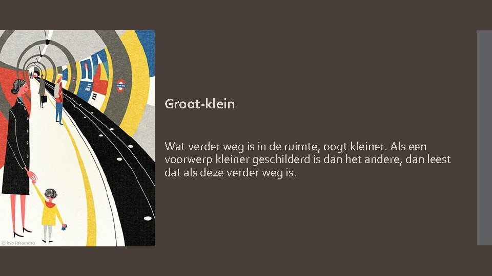 Groot-klein Wat verder weg is in de ruimte, oogt kleiner. Als een voorwerp kleiner