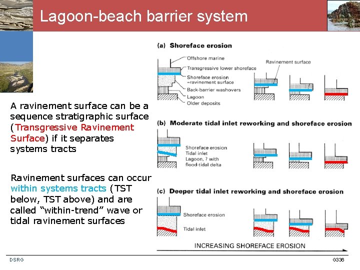 Lagoon-beach barrier system A ravinement surface can be a sequence stratigraphic surface (Transgressive Ravinement