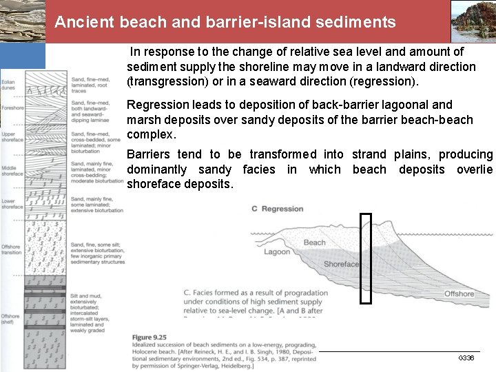 Ancient beach and barrier-island sediments In response to the change of relative sea level