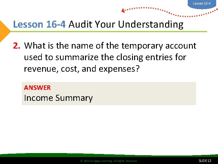 Lesson 16 -4 Audit Your Understanding 2. What is the name of the temporary