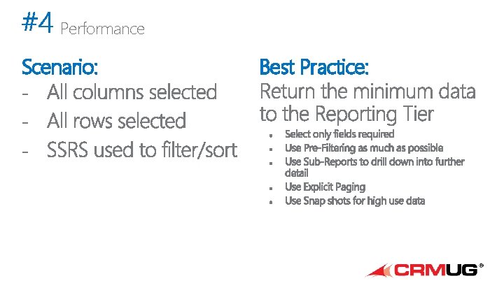 Performance Scenario: Best Practice: 