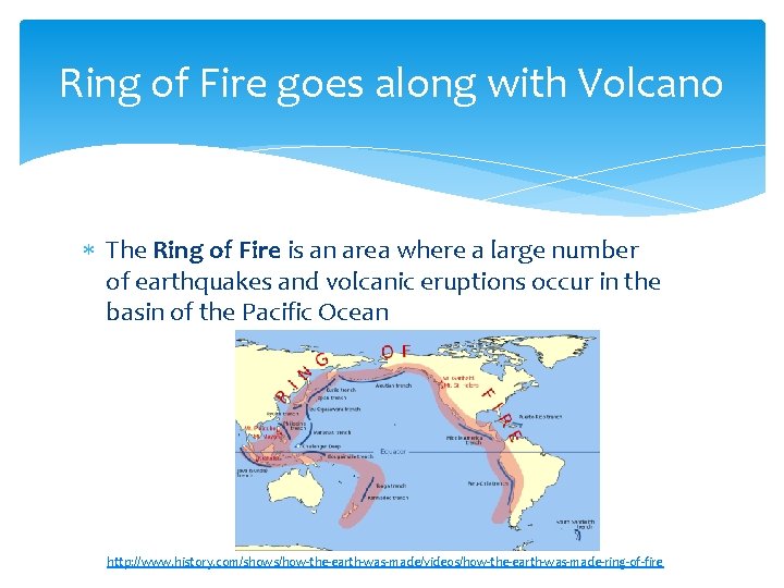Ring of Fire goes along with Volcano The Ring of Fire is an area