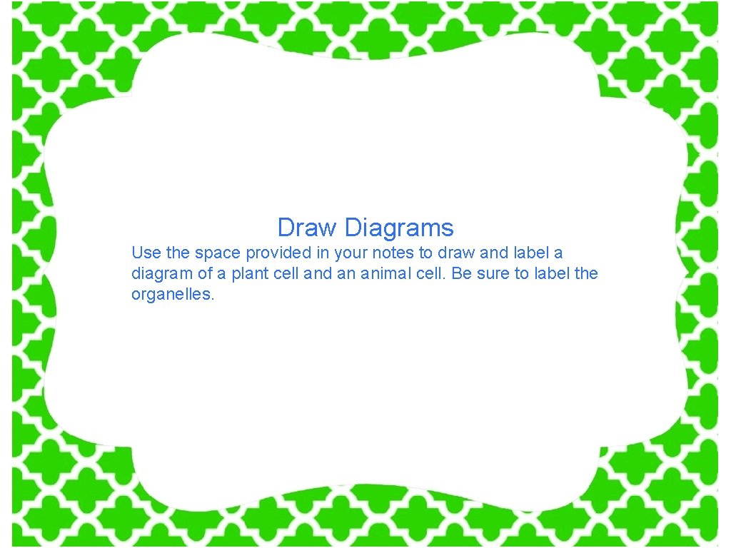 Draw Diagrams Use the space provided in your notes to draw and label FISH?