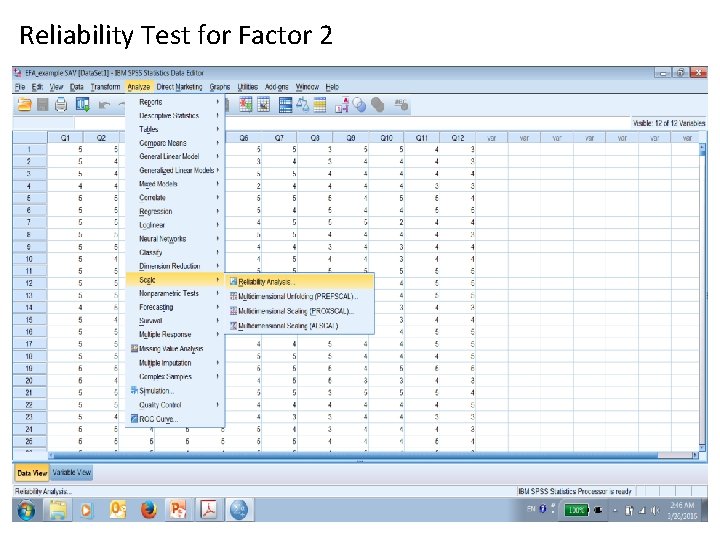 Reliability Test for Factor 2 