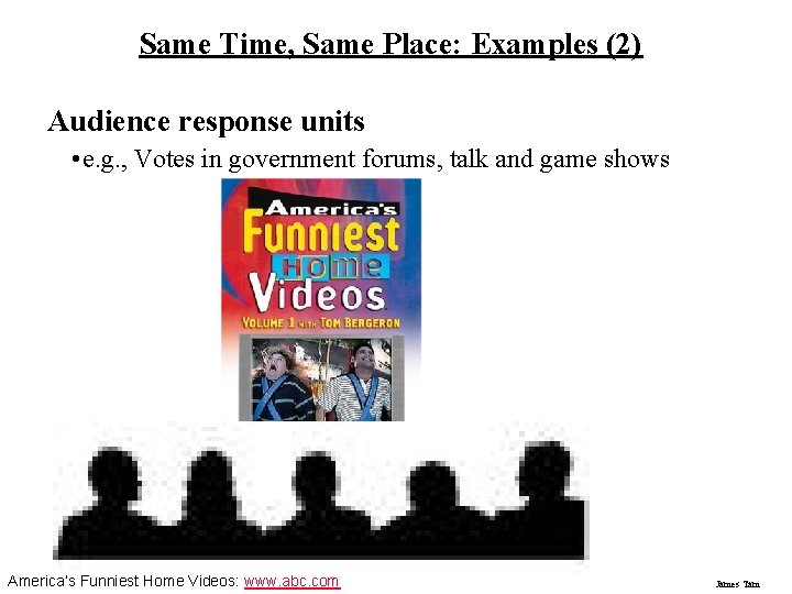 Same Time, Same Place: Examples (2) Audience response units • e. g. , Votes
