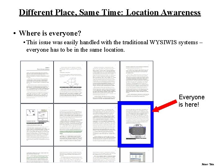 Different Place, Same Time: Location Awareness • Where is everyone? • This issue was