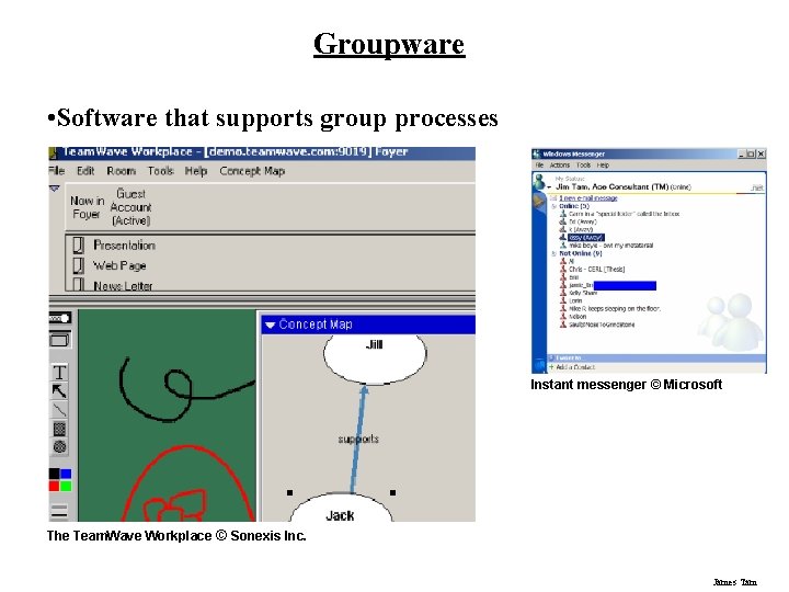 Groupware • Software that supports group processes Instant messenger © Microsoft The Team. Wave