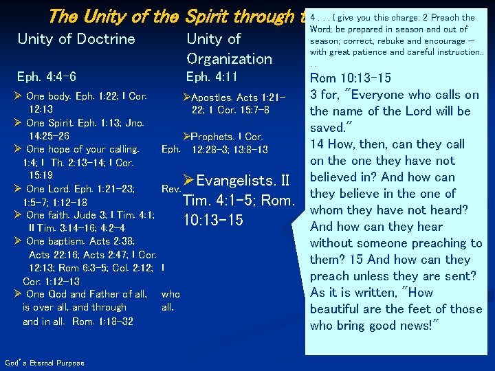 4. . . Bond I give you this charge: 2 Preach the The Unity