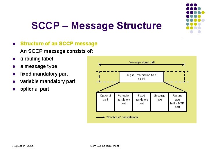 SCCP – Message Structure l l l Structure of an SCCP message An SCCP