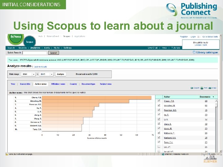 INITIAL CONSIDERATIONS Using Scopus to learn about a journal 