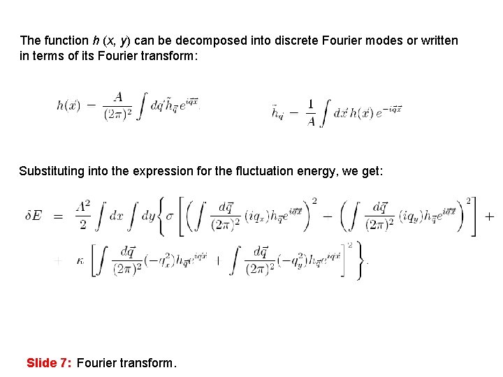 The function h (x, y) can be decomposed into discrete Fourier modes or written