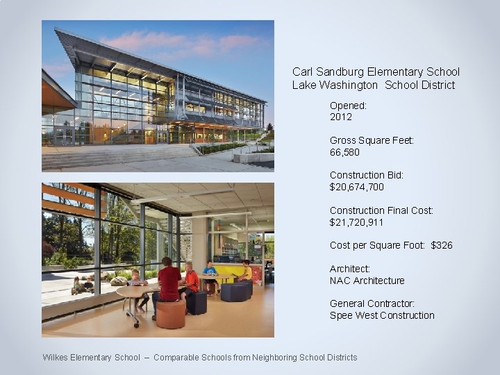 Carl Sandburg Elementary School Lake Washington School District Opened: 2012 Gross Square Feet: 66,