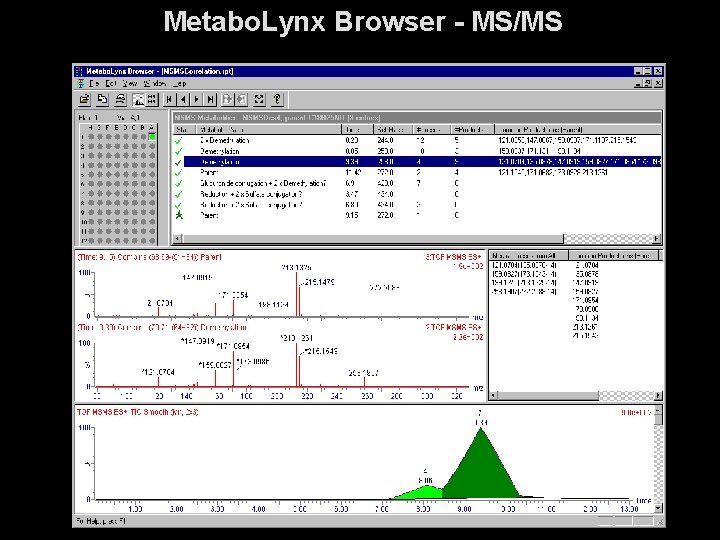 Metabo. Lynx Browser - MS/MS 