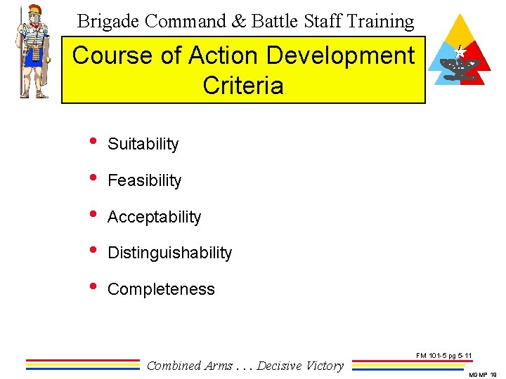 Brigade Command & Battle Staff Training Course of Action Development Criteria • • •