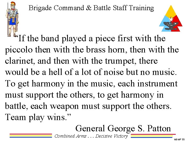 Brigade Command & Battle Staff Training “If the band played a piece first with