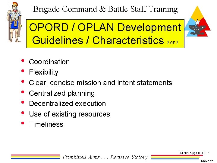 Brigade Command & Battle Staff Training OPORD / OPLAN Development Guidelines / Characteristics 2