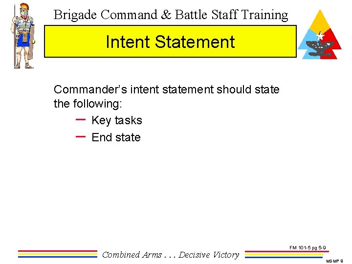 Brigade Command & Battle Staff Training Intent Statement Commander’s intent statement should state the