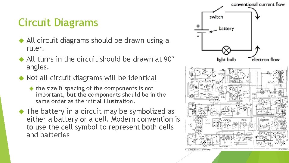 Circuit Diagrams All circuit diagrams should be drawn using a ruler. All turns in