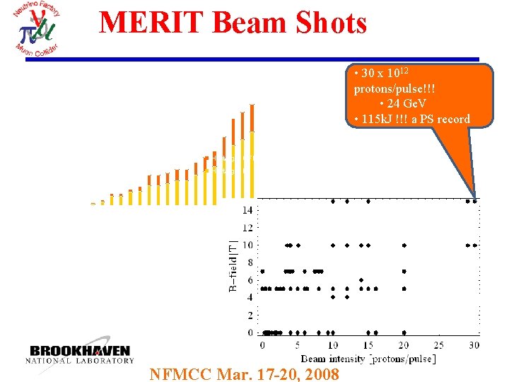 MERIT Beam Shots • 30 x 1012 protons/pulse!!! • 24 Ge. V • 115