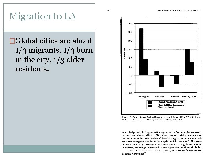 Migration to LA �Global cities are about 1/3 migrants, 1/3 born in the city,